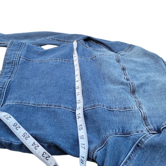 Celebrity Pink Distressed Denim Jacket Button Up Rollable Sleeve Womans Small - Picture 7 of 13